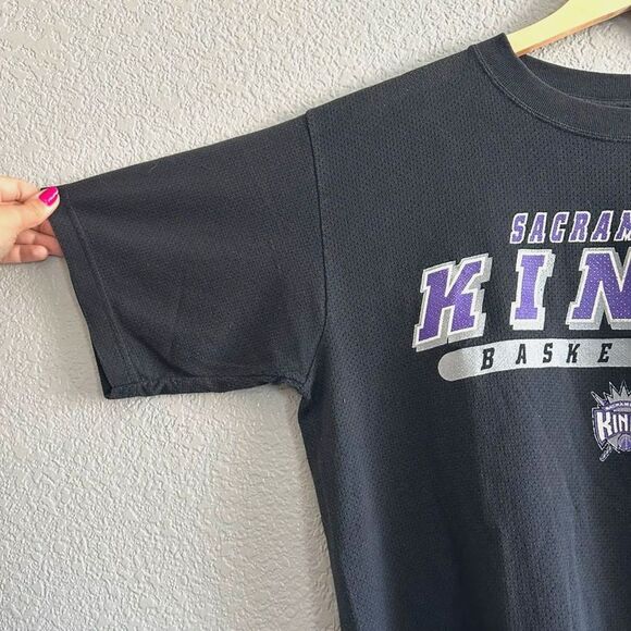 Vintage Sacramento Kings TShirt Basketball Mesh Sz Large Perforated Short Sleeve - Picture 3 of 9